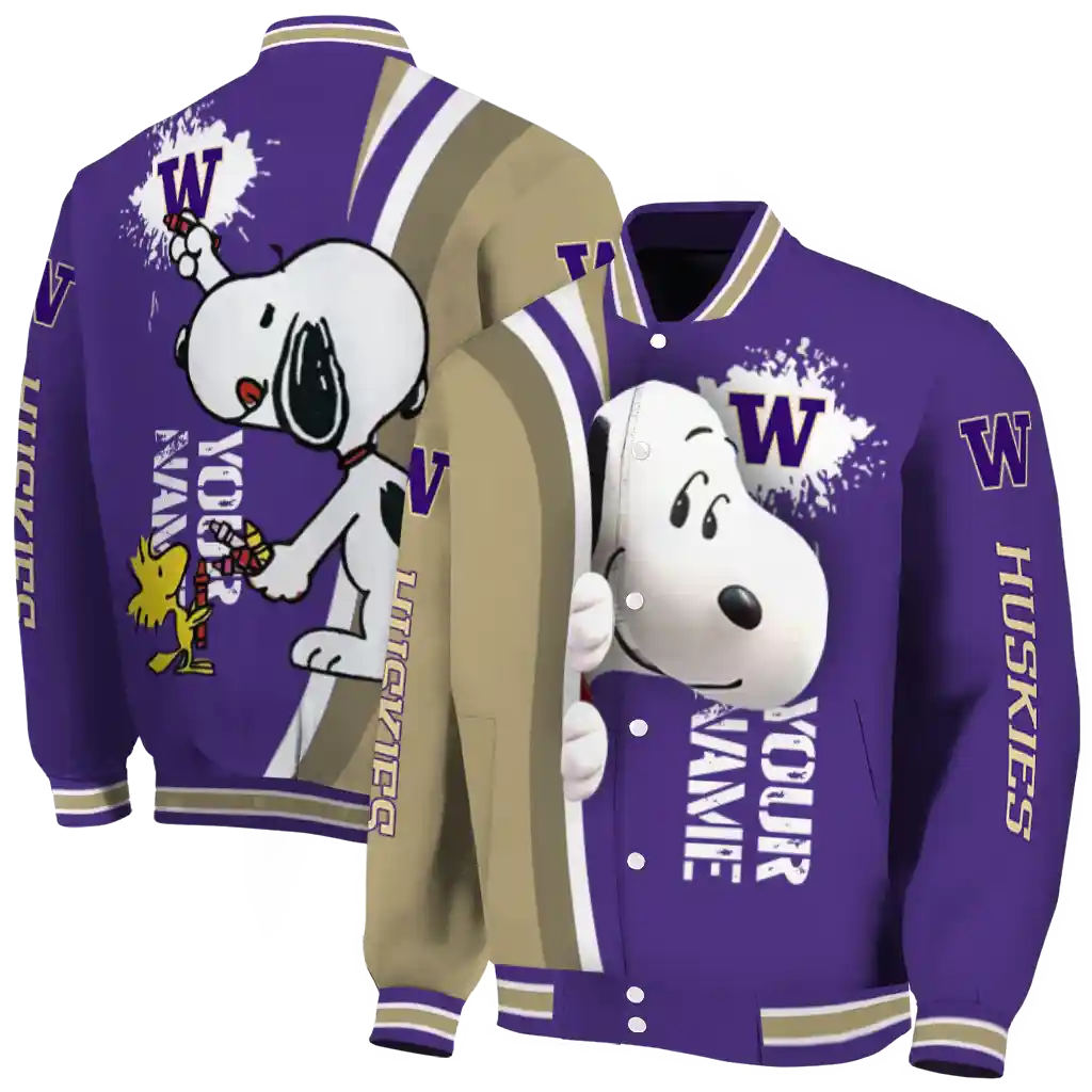 personalized washington huskies snoopy head purple varsity jacket fashion forward personalized washington huskies snoopy head purple varsity jacket fashion forward