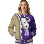 personalized washington huskies snoopy head purple varsity jacket best selling