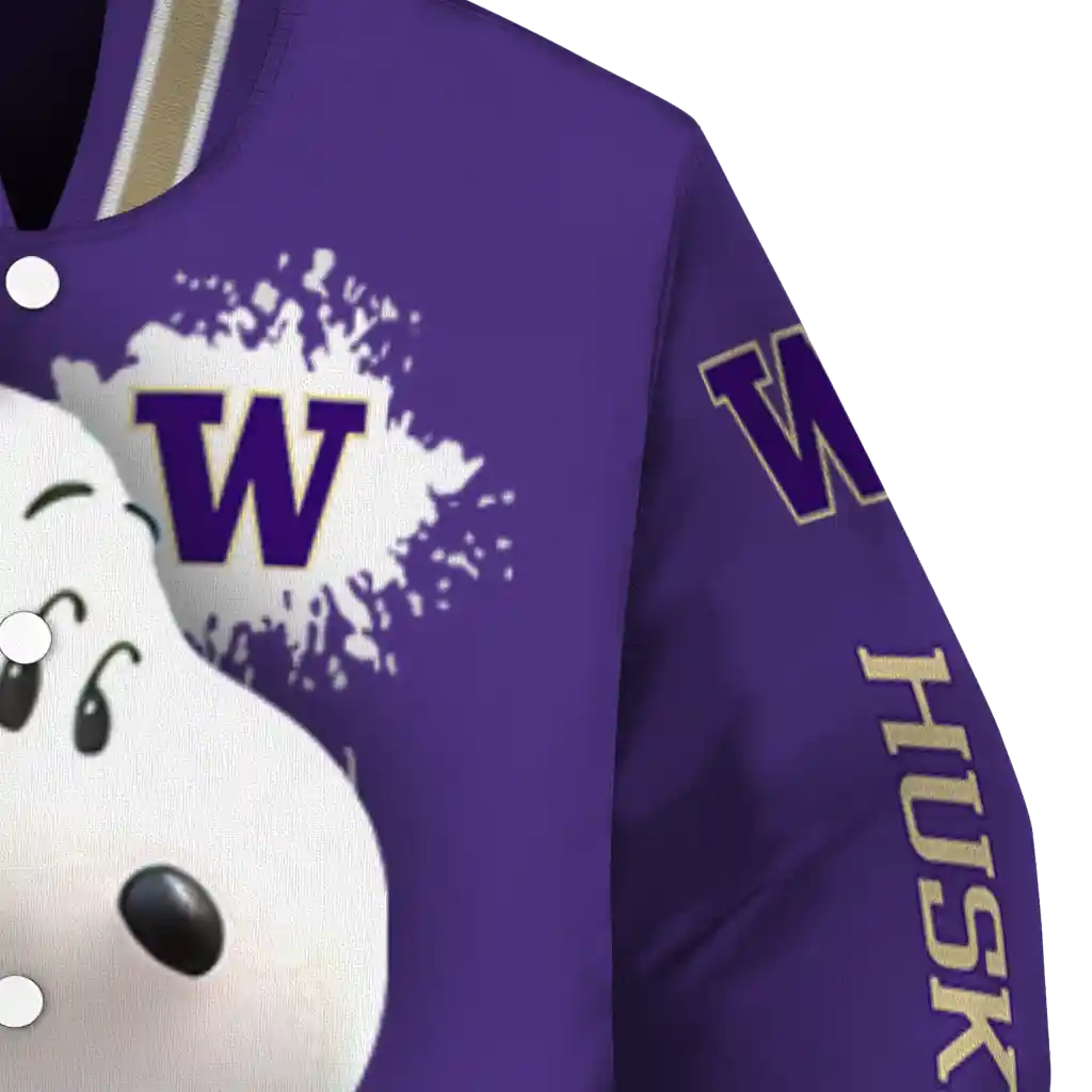 personalized washington huskies snoopy head purple varsity jacket premium grade personalized washington huskies snoopy head purple varsity jacket premium grade
