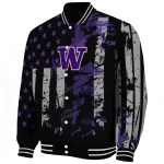 personalized washington huskies star stripes purple black varsity jacket best selling