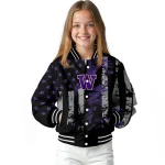 personalized washington huskies star stripes purple black varsity jacket best selling