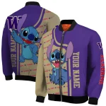 personalized washington huskies stitch laughing purple bomber jacket best selling
