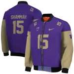 personalized washington huskies team patch purple bomber jacket best selling