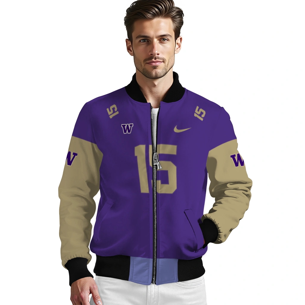 personalized washington huskies team patch purple bomber jacket high quality personalized washington huskies team patch purple bomber jacket high quality