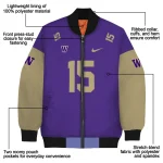 personalized washington huskies team patch purple bomber jacket best selling