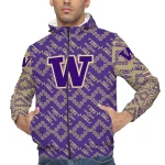 personalized washington huskies trellis mesh purple windbreaker jacket best selling