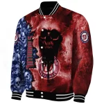 personalized washington nationals skull cluster red varsity jacket best selling