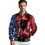 personalized washington nationals skull cluster red varsity jacket best selling