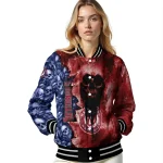 personalized washington nationals skull cluster red varsity jacket best selling