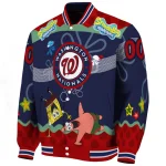 personalized washington nationals spongebob playtime red blue varsity jacket best selling
