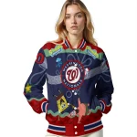 personalized washington nationals spongebob playtime red blue varsity jacket best selling