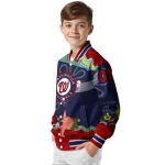 personalized washington nationals spongebob playtime red blue varsity jacket best selling