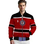 personalized washington nationals stripe statement red black bomber jacket best selling