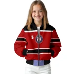 personalized washington nationals stripe statement red black bomber jacket best selling
