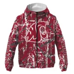 personalized washington state cougars brushstroke pattern crimson windbreaker jacket best selling