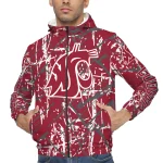 personalized washington state cougars brushstroke pattern crimson windbreaker jacket best selling