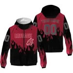 personalized washington state cougars flame trim crimson black windbreaker jacket best selling