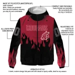 personalized washington state cougars flame trim crimson black windbreaker jacket best selling