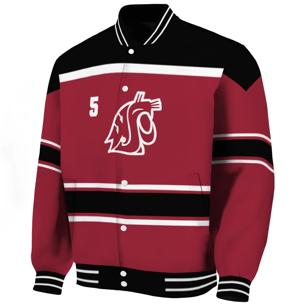 personalized washington state cougars stripe statement crimson black varsity jacket best selling personalized washington state cougars stripe statement crimson black varsity jacket best selling