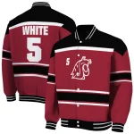 personalized washington state cougars stripe statement crimson black varsity jacket best selling