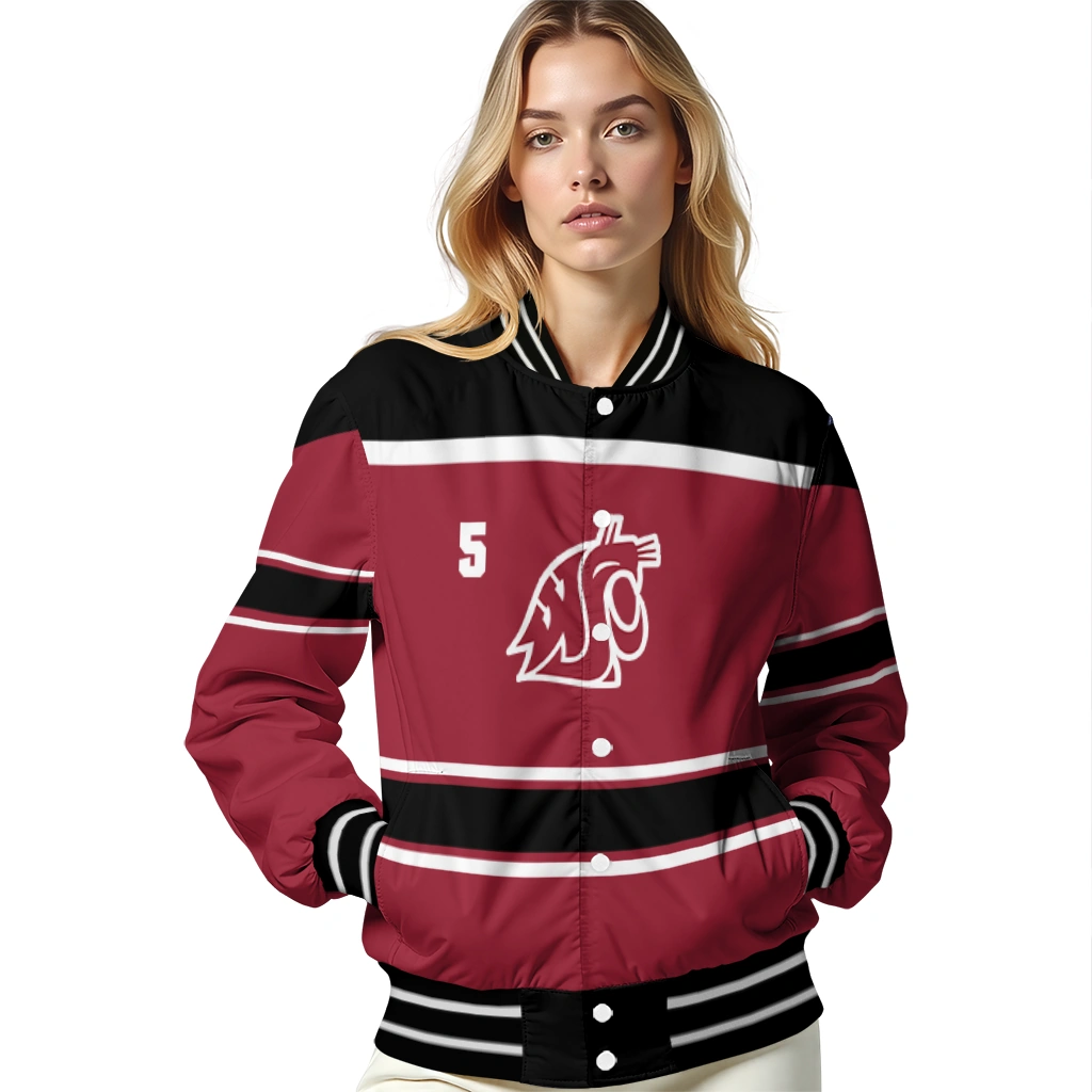 personalized washington state cougars stripe statement crimson black varsity jacket latest model personalized washington state cougars stripe statement crimson black varsity jacket latest model