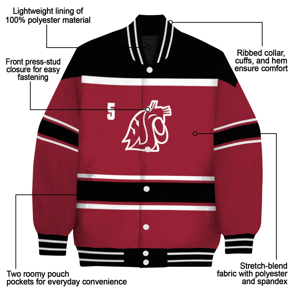 personalized washington state cougars stripe statement crimson black varsity jacket new arrival personalized washington state cougars stripe statement crimson black varsity jacket new arrival