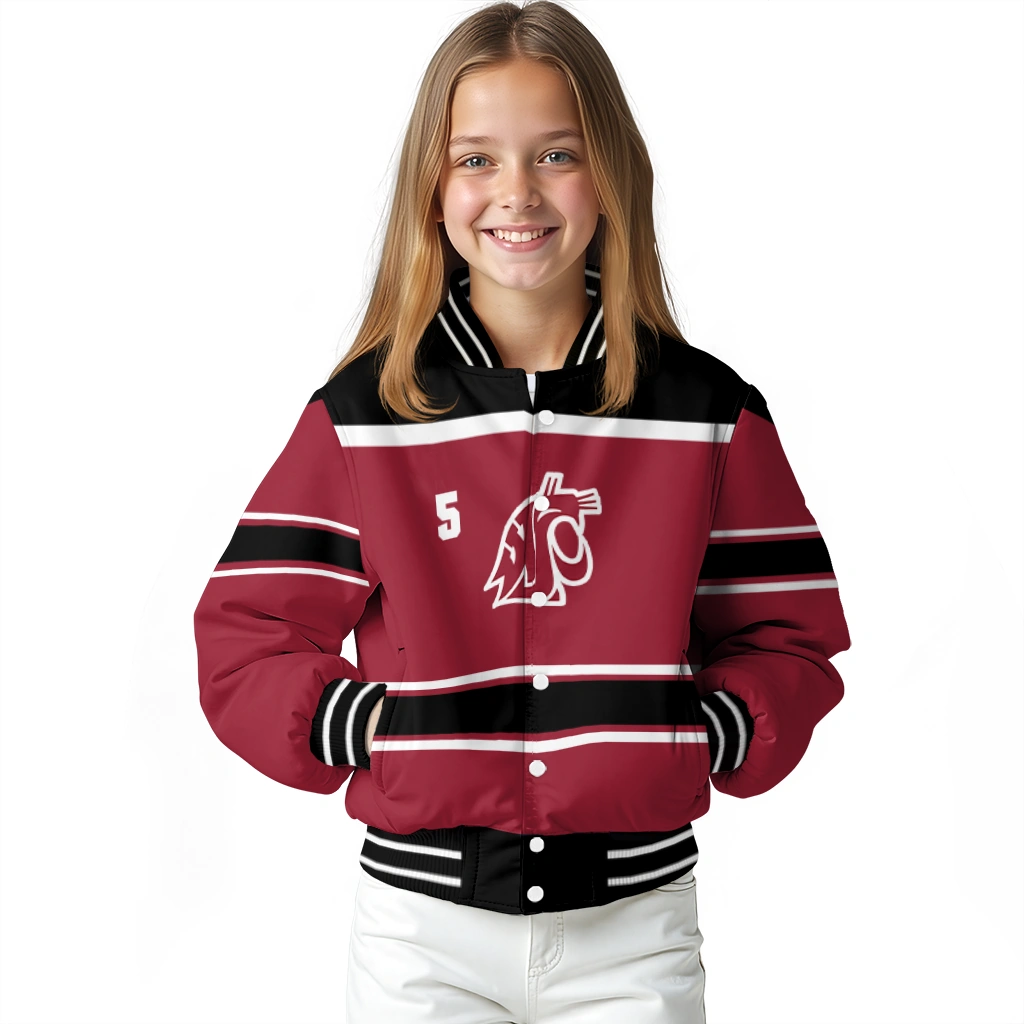 personalized washington state cougars stripe statement crimson black varsity jacket top rated personalized washington state cougars stripe statement crimson black varsity jacket top rated