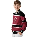 personalized washington state cougars stripe statement crimson black varsity jacket best selling
