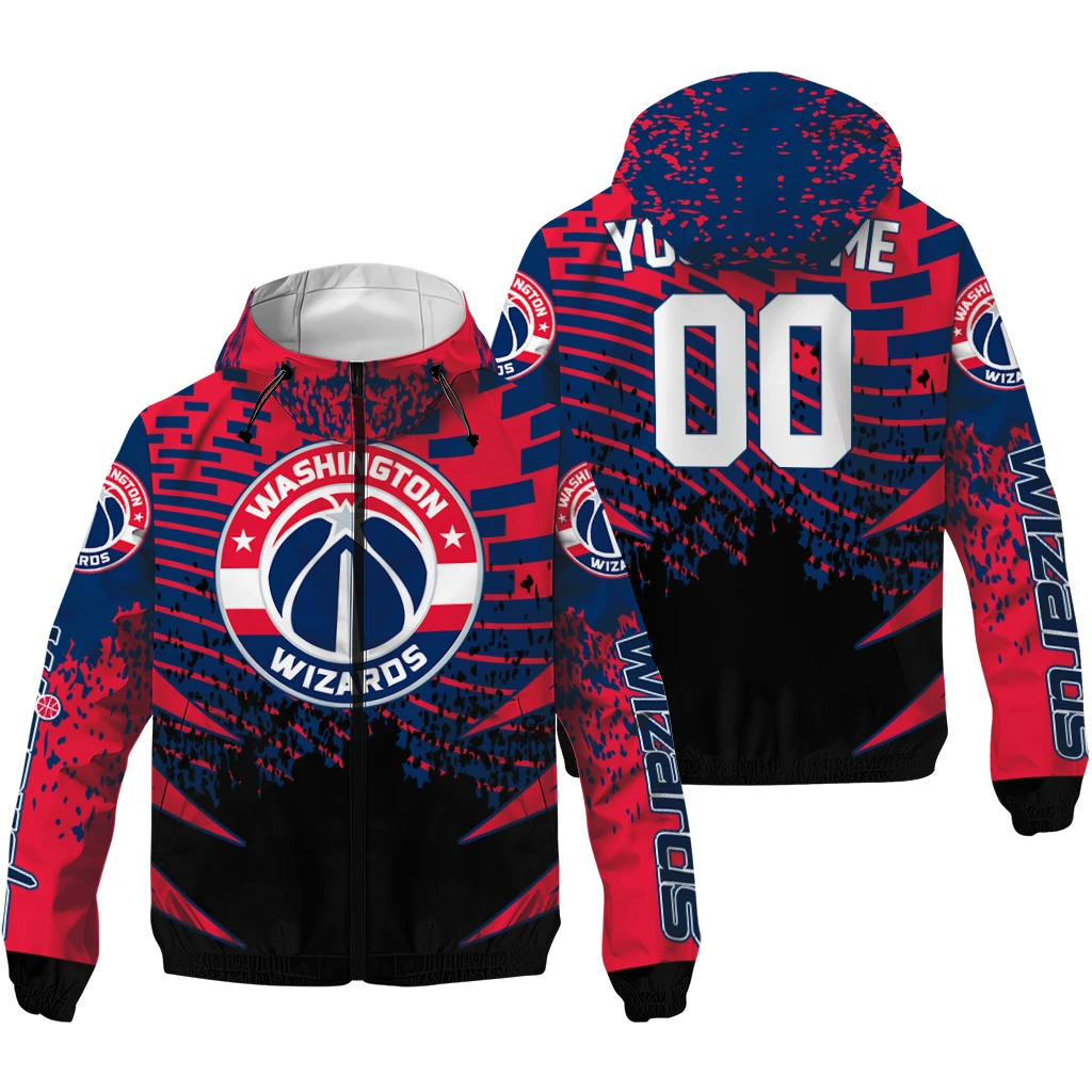 personalized washington wizards brick motion blue black windbreaker jacket high quality personalized washington wizards brick motion blue black windbreaker jacket high quality