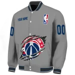 personalized washington wizards claw accent grey varsity jacket best selling