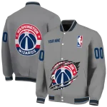 personalized washington wizards claw accent grey varsity jacket best selling