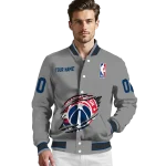 personalized washington wizards claw accent grey varsity jacket best selling
