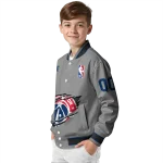 personalized washington wizards claw accent grey varsity jacket best selling