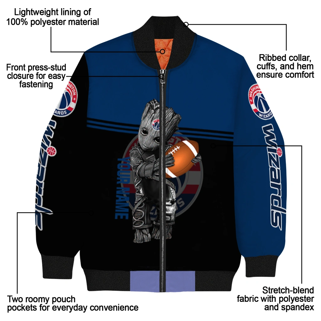 personalized washington wizards groot football blue black bomber jacket new arrival personalized washington wizards groot football blue black bomber jacket new arrival