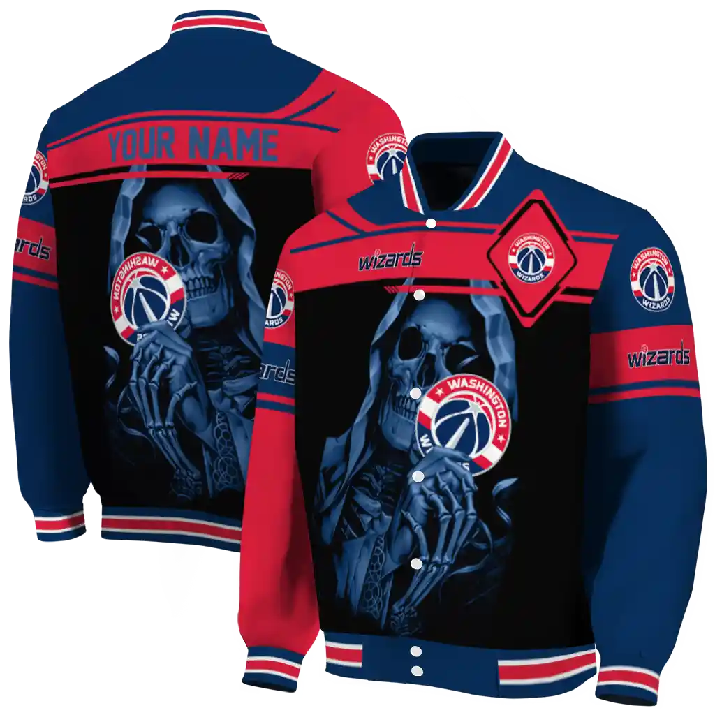 personalized washington wizards reaper hands blue black varsity jacket fashion forward personalized washington wizards reaper hands blue black varsity jacket fashion forward