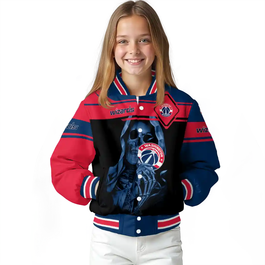 personalized washington wizards reaper hands blue black varsity jacket top rated personalized washington wizards reaper hands blue black varsity jacket top rated
