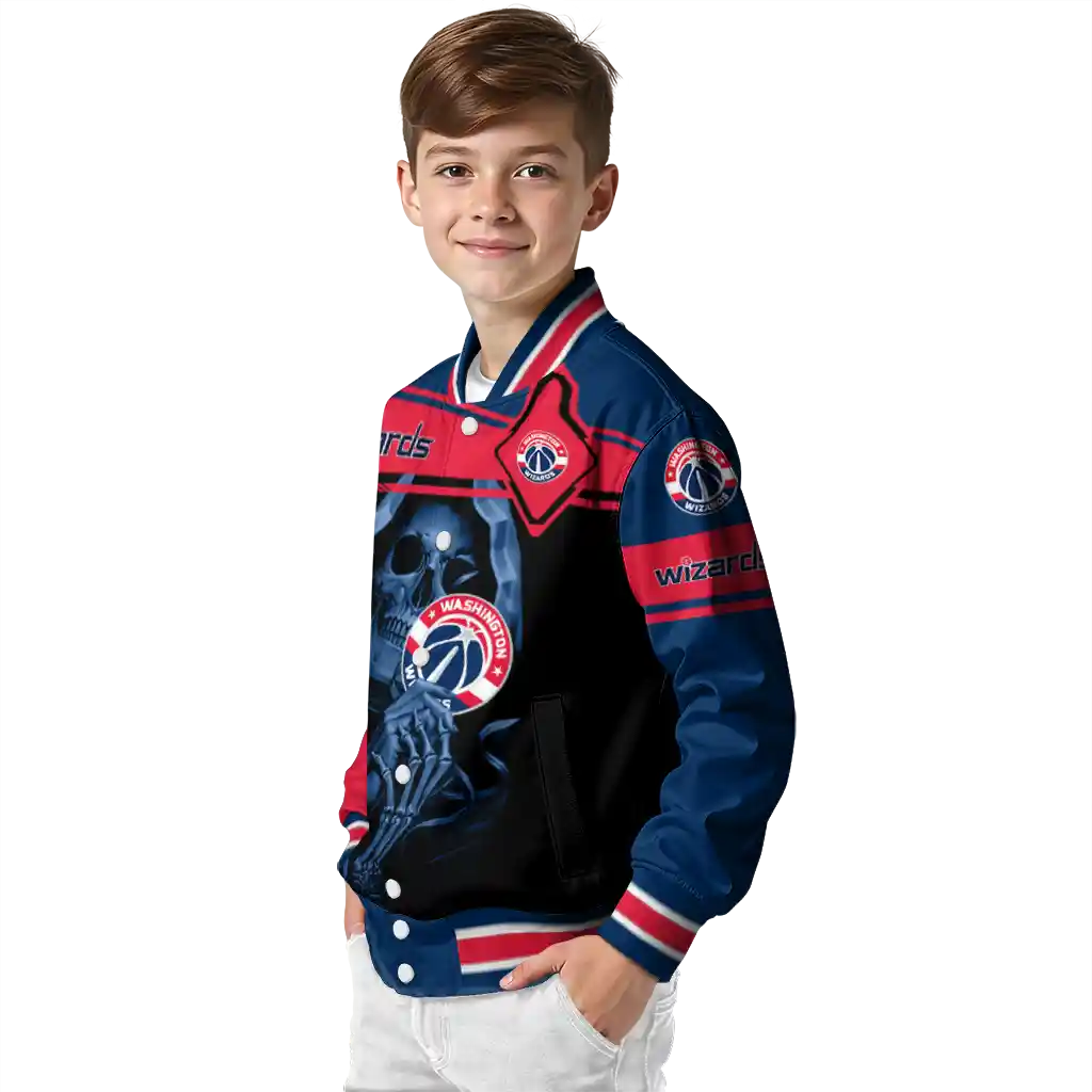 personalized washington wizards reaper hands blue black varsity jacket trendy personalized washington wizards reaper hands blue black varsity jacket trendy