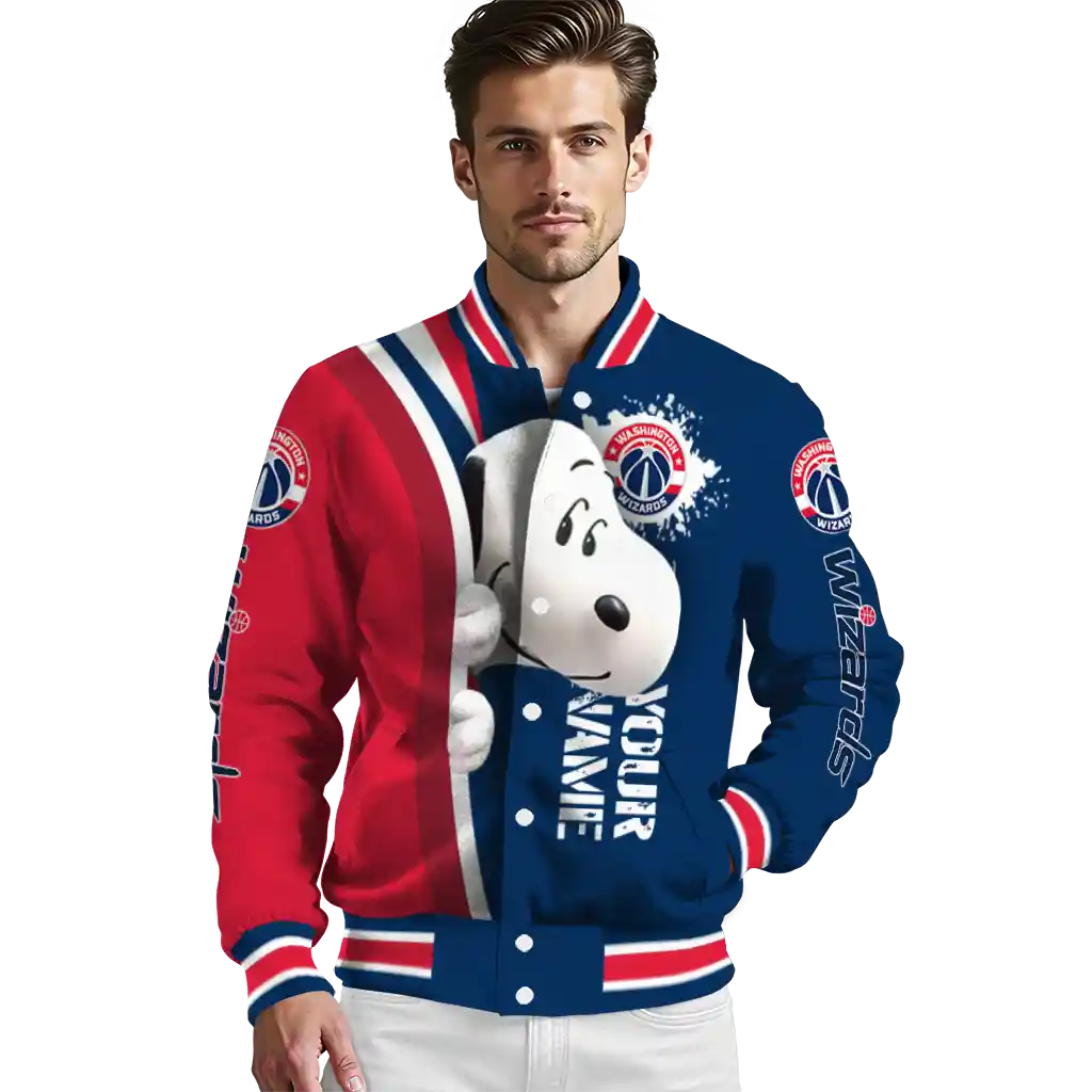 personalized washington wizards snoopy head blue varsity jacket high quality personalized washington wizards snoopy head blue varsity jacket high quality
