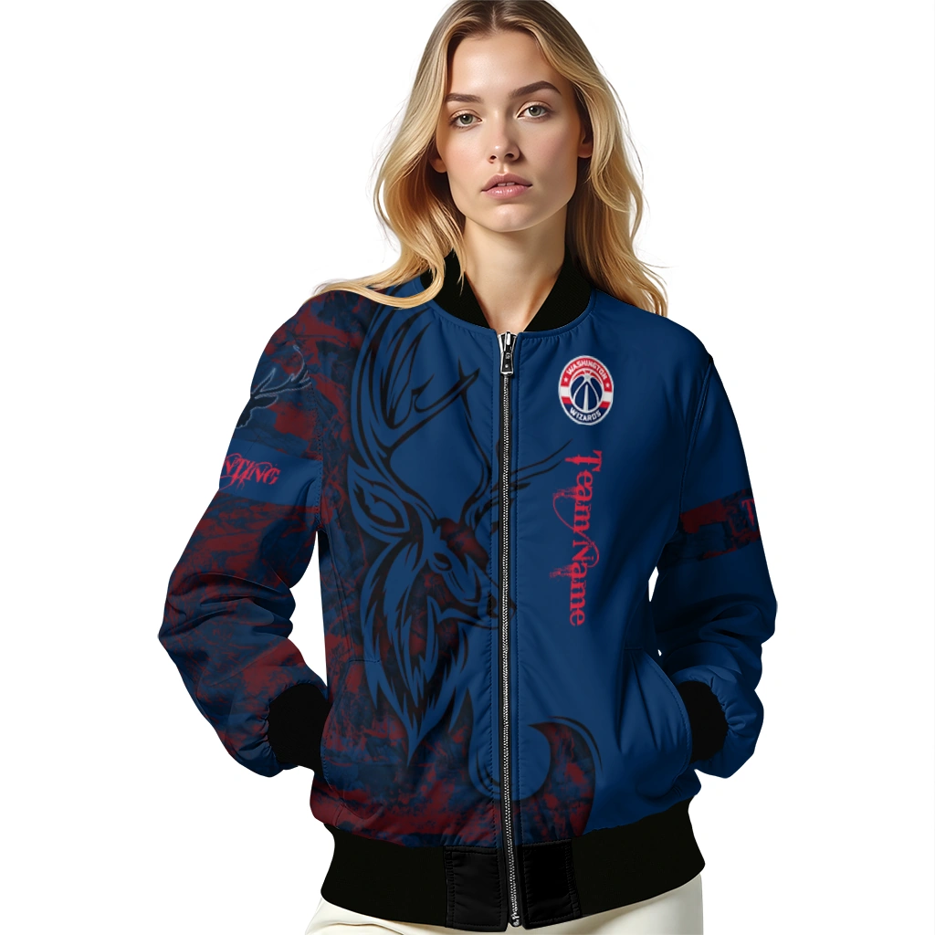 personalized washington wizards tribal deer art blue bomber jacket latest model personalized washington wizards tribal deer art blue bomber jacket latest model