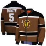 personalized western michigan broncos stripe statement brown black bomber jacket best selling