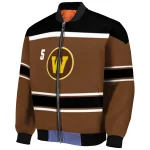 personalized western michigan broncos stripe statement brown black bomber jacket best selling