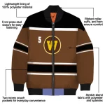 personalized western michigan broncos stripe statement brown black bomber jacket best selling