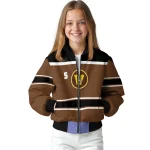 personalized western michigan broncos stripe statement brown black bomber jacket best selling