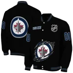 personalized winnipeg jets claw cut black varsity jacket best selling