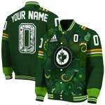 personalized winnipeg jets shamrock vortex green varsity jacket best selling