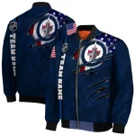 personalized winnipeg jets usa flag rips blue bomber jacket best selling