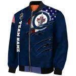 personalized winnipeg jets usa flag rips blue bomber jacket best selling