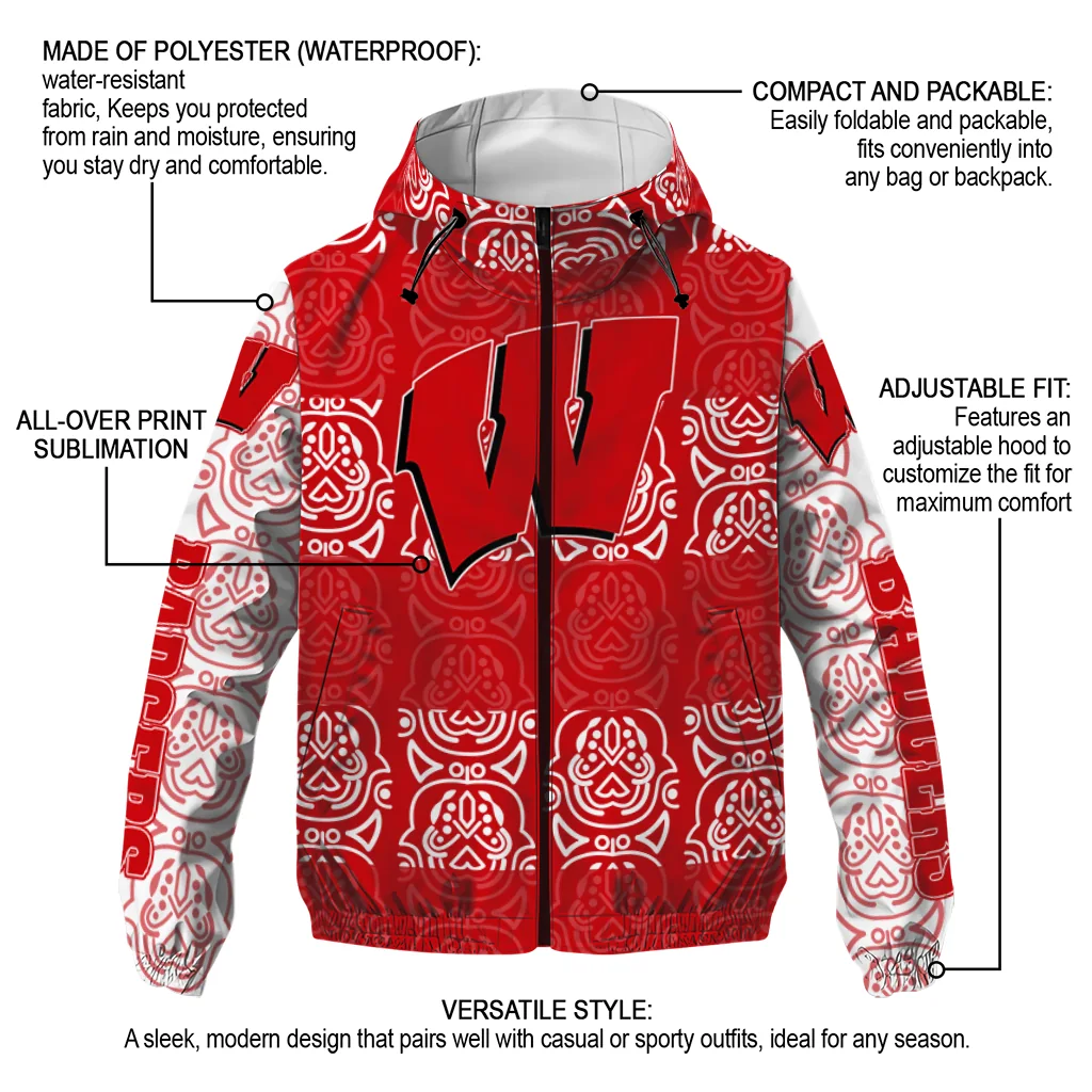 personalized wisconsin badgers cat eyes red windbreaker jacket new arrival personalized wisconsin badgers cat eyes red windbreaker jacket new arrival