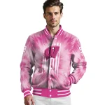 personalized wisconsin badgers pink tie dye pink varsity jacket best selling