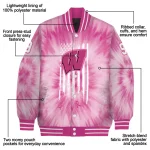 personalized wisconsin badgers pink tie dye pink varsity jacket best selling